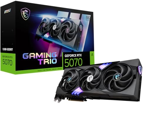 MSI RTX 5070 12G Gaming Trio OC Graphics Card (12GB GDDR7, 192-bit, Extreme Performance: 2625 MHz, DisplayPort x3 2.1a, HDMI 2.1b