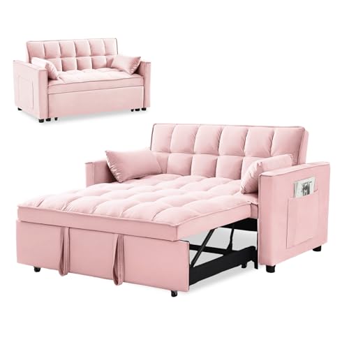 3 in 1 Sleeper Sofa Couch Bed,Velvet Convertible Loveseat Sleeper Sofa Bed