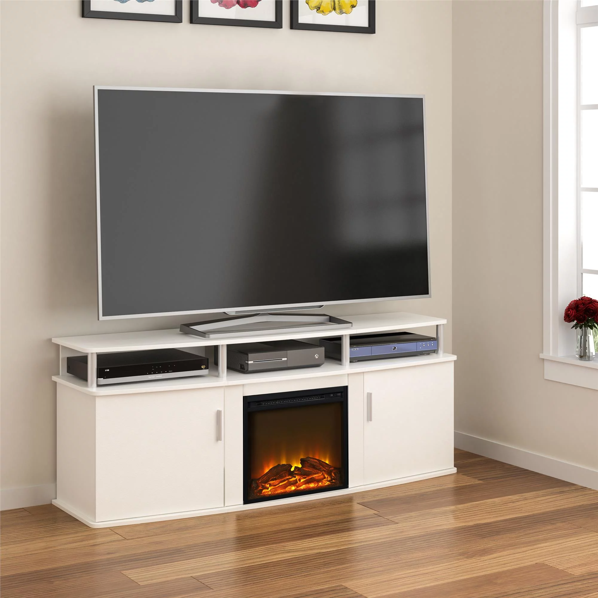 Ameriwood Home Orchard Heights Electric Fireplace TV Console for TVs up to 70", White