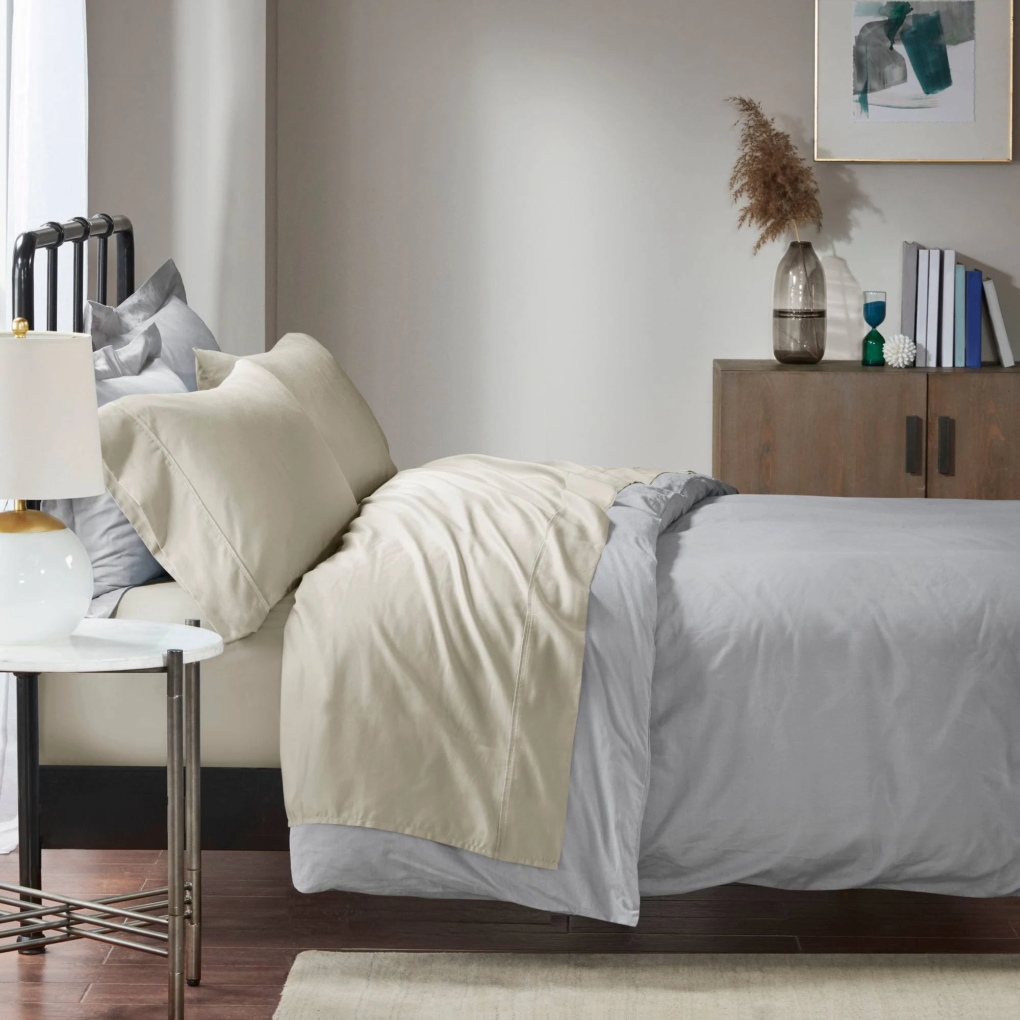 Madison Park - 1500 Thread Count Cotton Rich Sheet Set - Ivory - Cal King