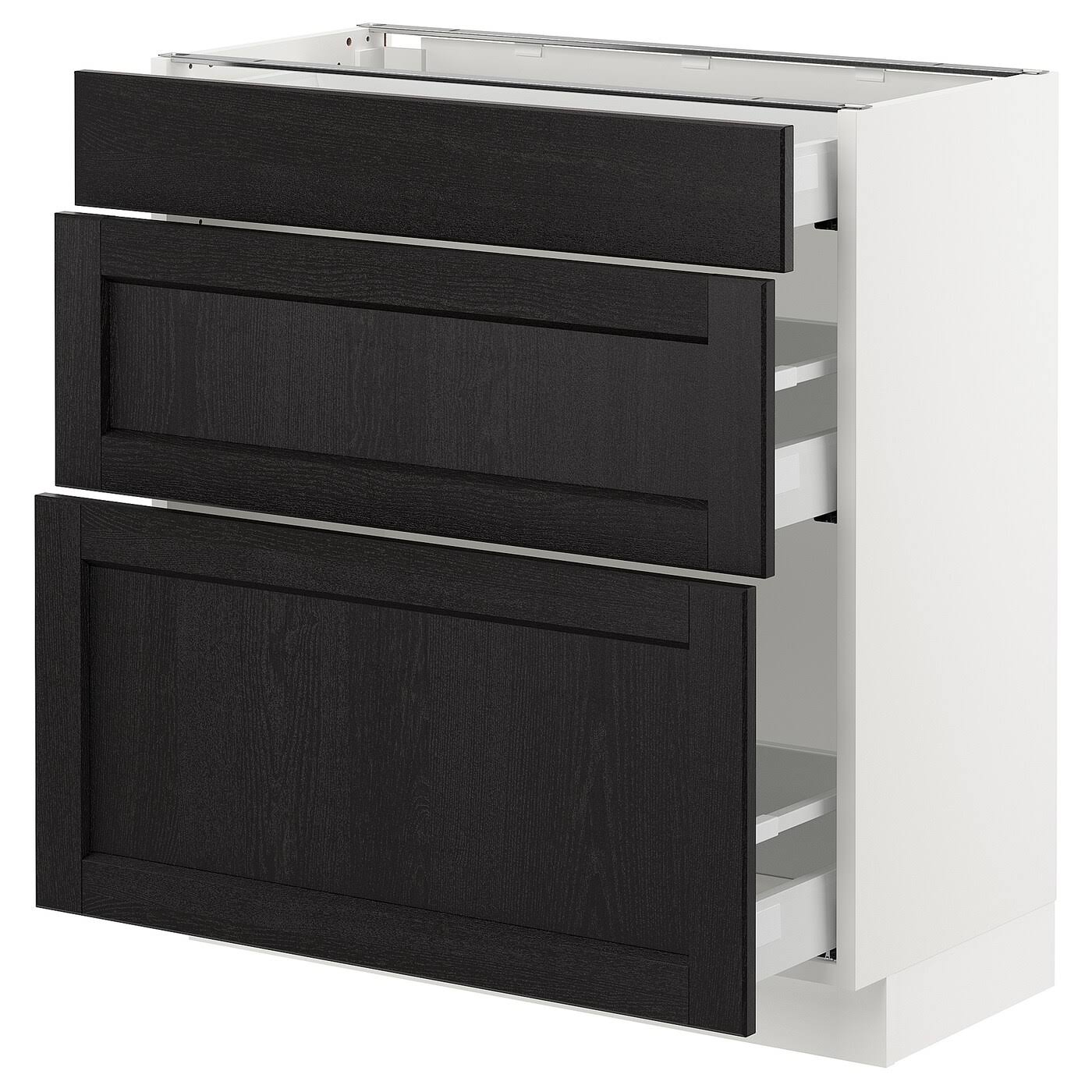 IKEA - SEKTION Base Cabinet with 3 Drawers, White Maximera/Lerhyttan Black stained, 30x15x30