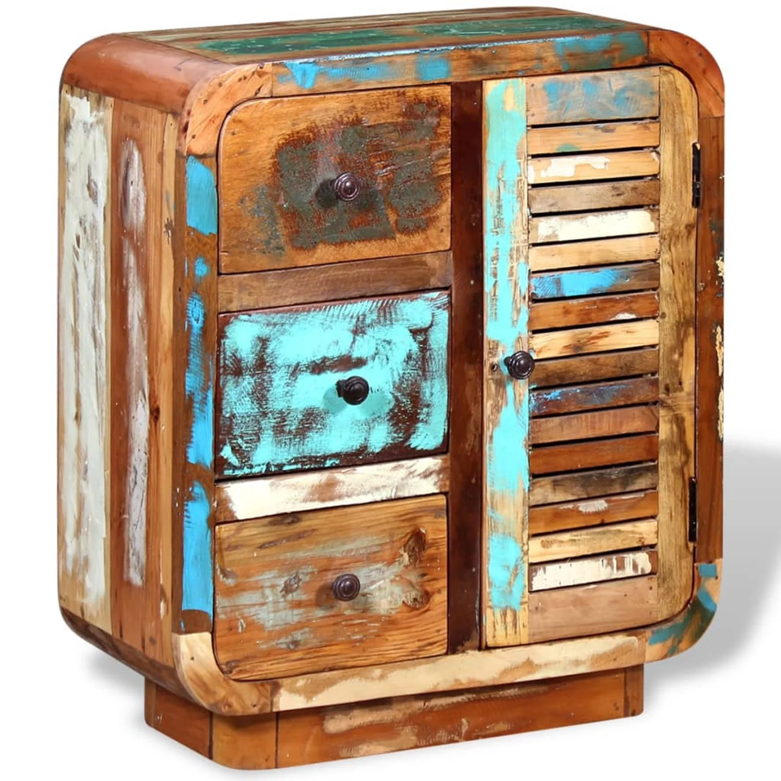 moobody Sideboard Cupboard Cabinet with a Door and 3 Drawers Solid Reclaimed Wood