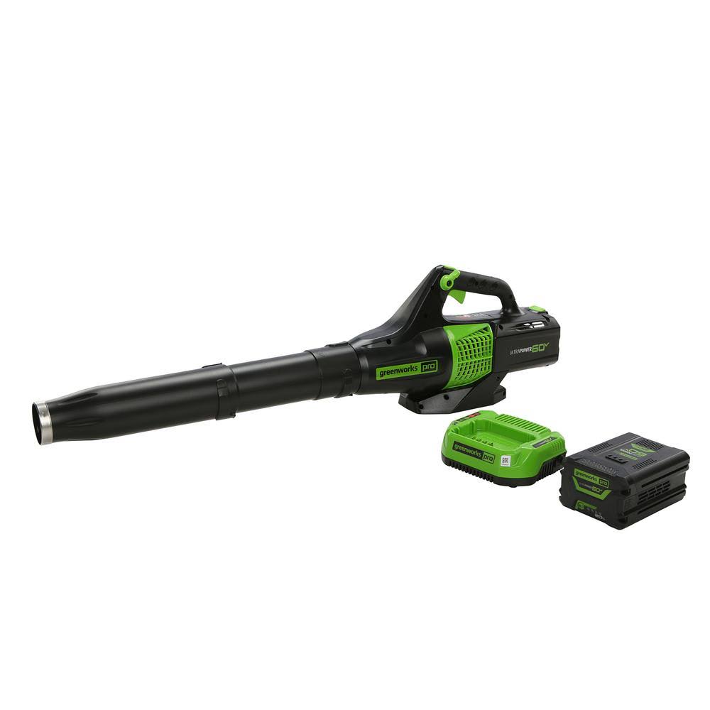 Greenworks Pro 125 MPH 450 CFM 60-Volt Battery Cordless Handheld Leaf Blower with 2.0 Ah Battery and Charger 2414402