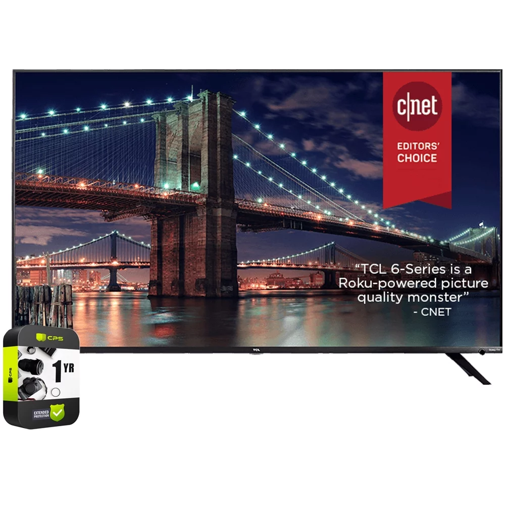 TCL 55R635 55 inch 6-Series 4K QLED Dolby Vision HDR Roku Smart TV Bundle with 1 Year Extended Protection Plan - Radiant Selections