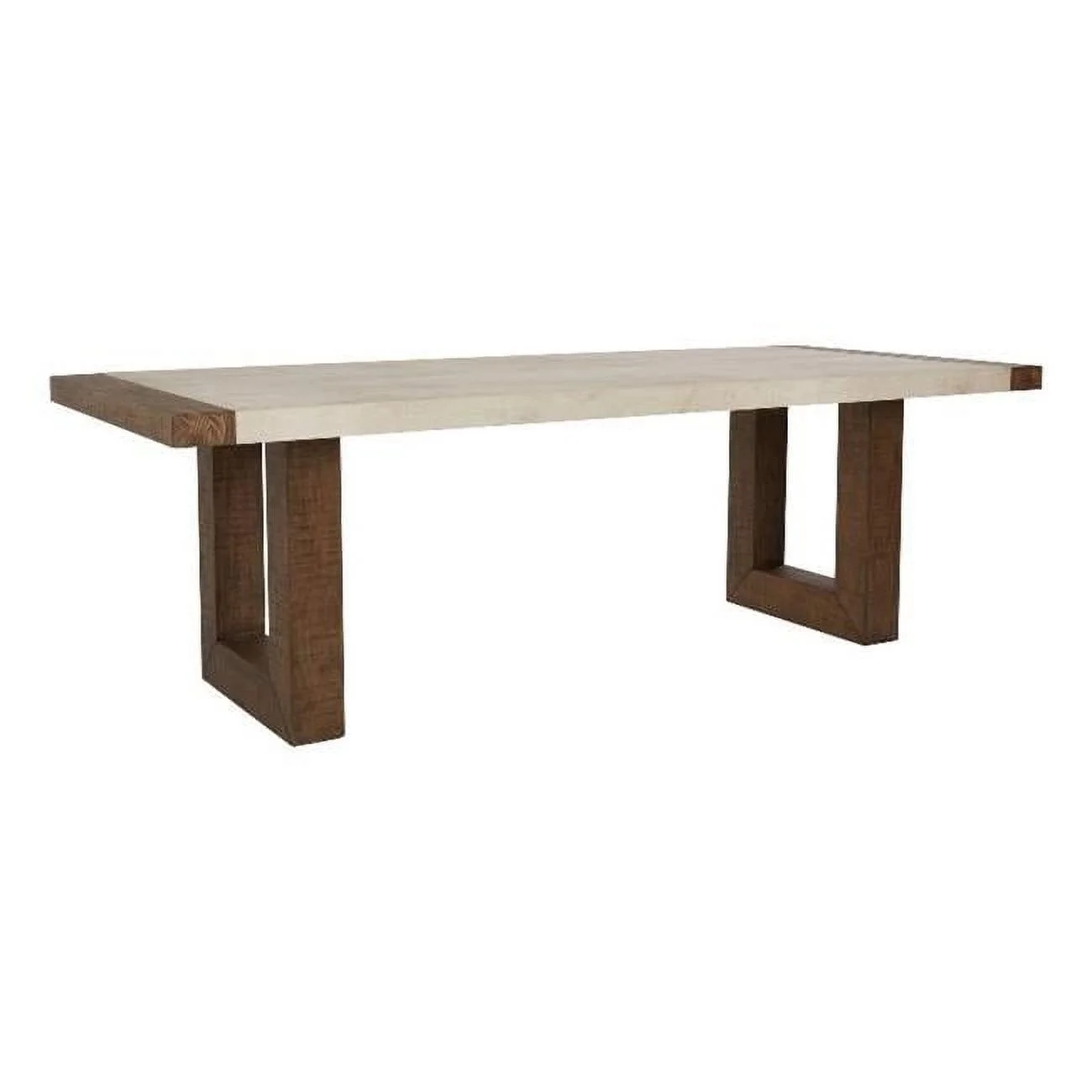 94 in. Modern Dining Table with Concrete Laminate Top, Brown & White