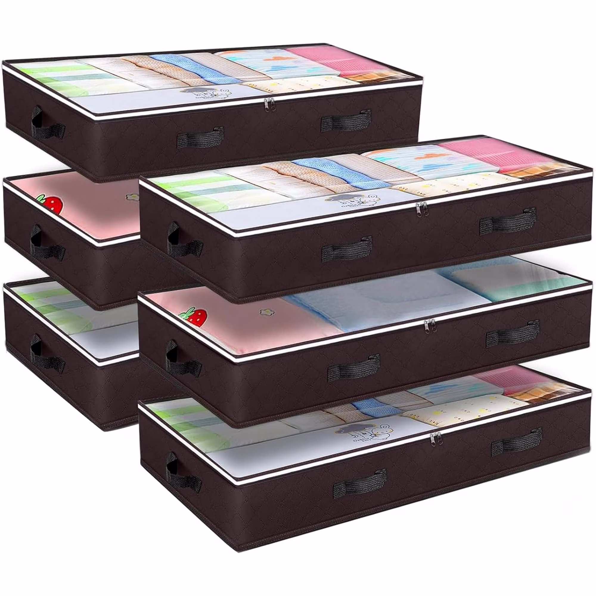 UniMall  6 Pack 90L Under bed Storage Containers Organizer Large Capacity Underbed Clothes Storage Bins Organization and Storage Bedroom Foldable