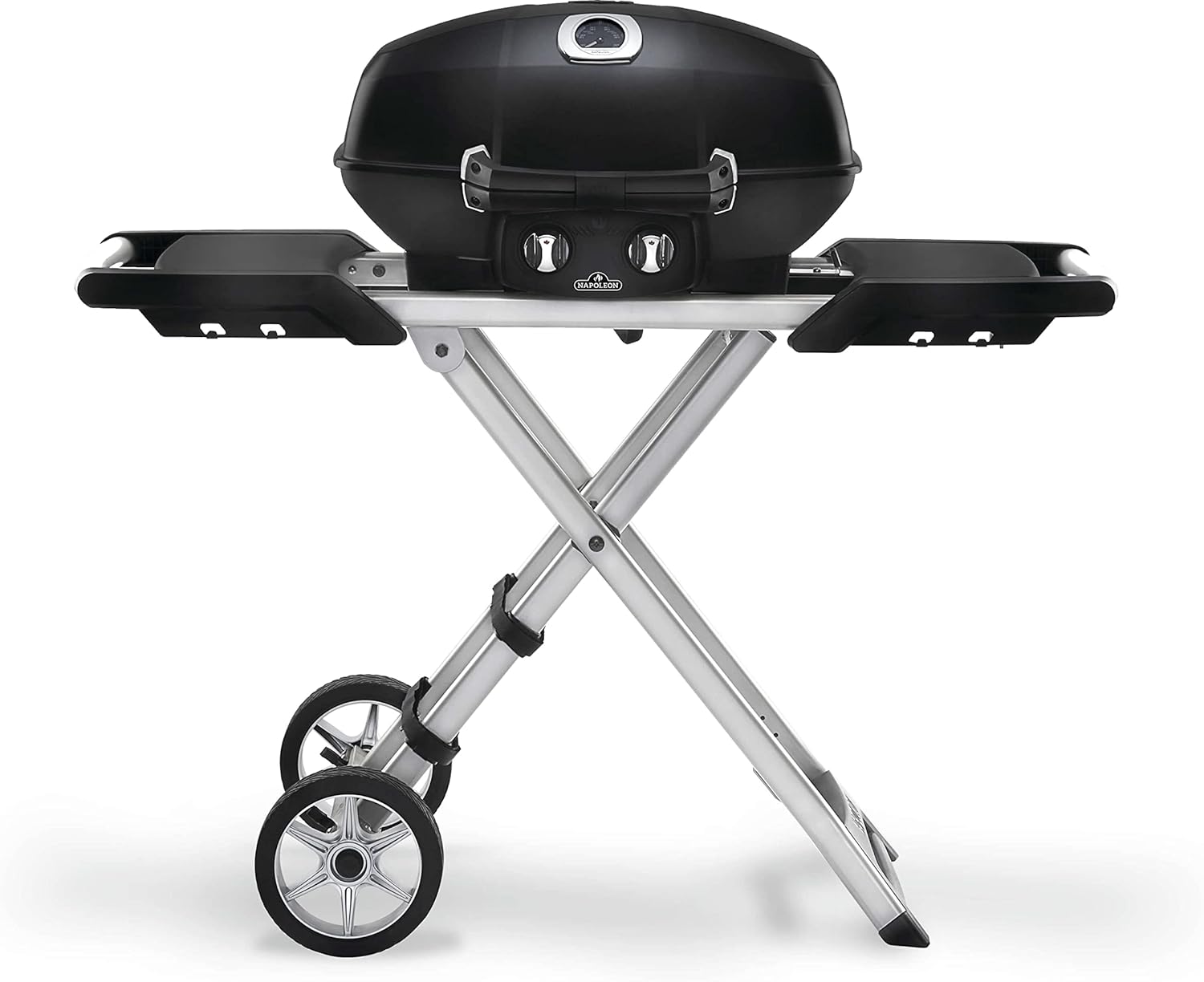 Napoleon TravelQ Portable Propane Gas BBQ - PRO285X-BK - Includes Scissor Cart, Use For Tailgating, Camping, And Small Outdoor Spaces