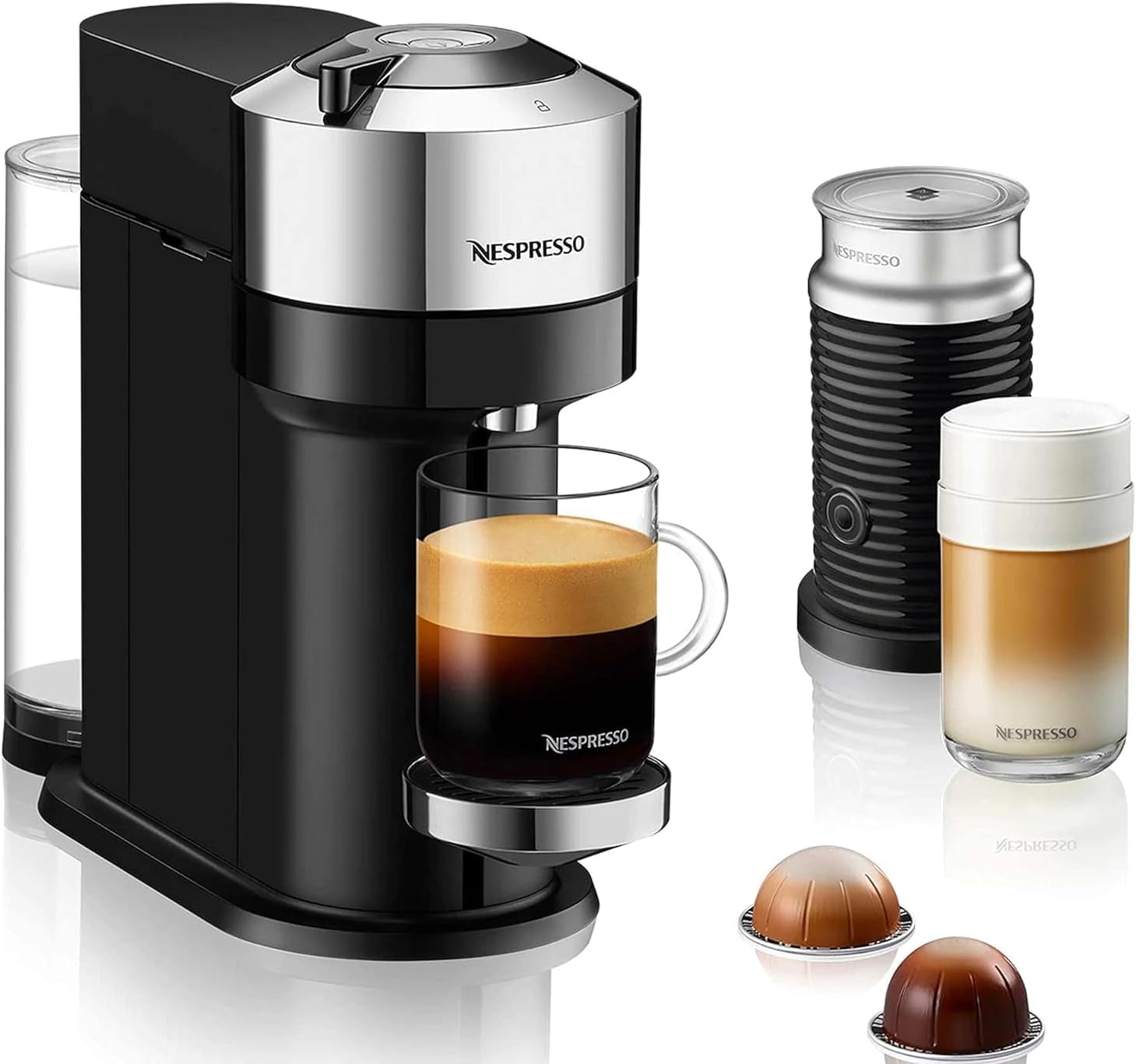 Nespresso De'Longhi Vertuo Next Deluxe by De'Longhi with Aeroccino - Chrome