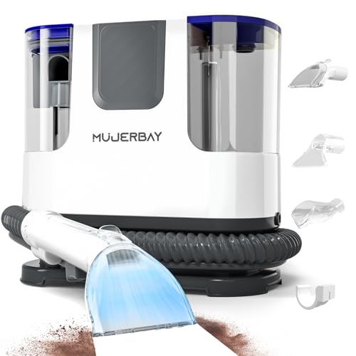 Upholstery Carpet Cleaner, MUJERBAY® 12Kpa Portable Spot and Stain Cleaner, Easy Move with Universal Wheels & Handle