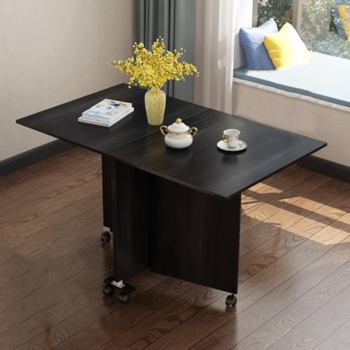 Space Saving Folding Dining Table, Extendable Butterfly Table, Drop Leaf Dining Table with 6 Wheels, Multifunction Folding Dining Table