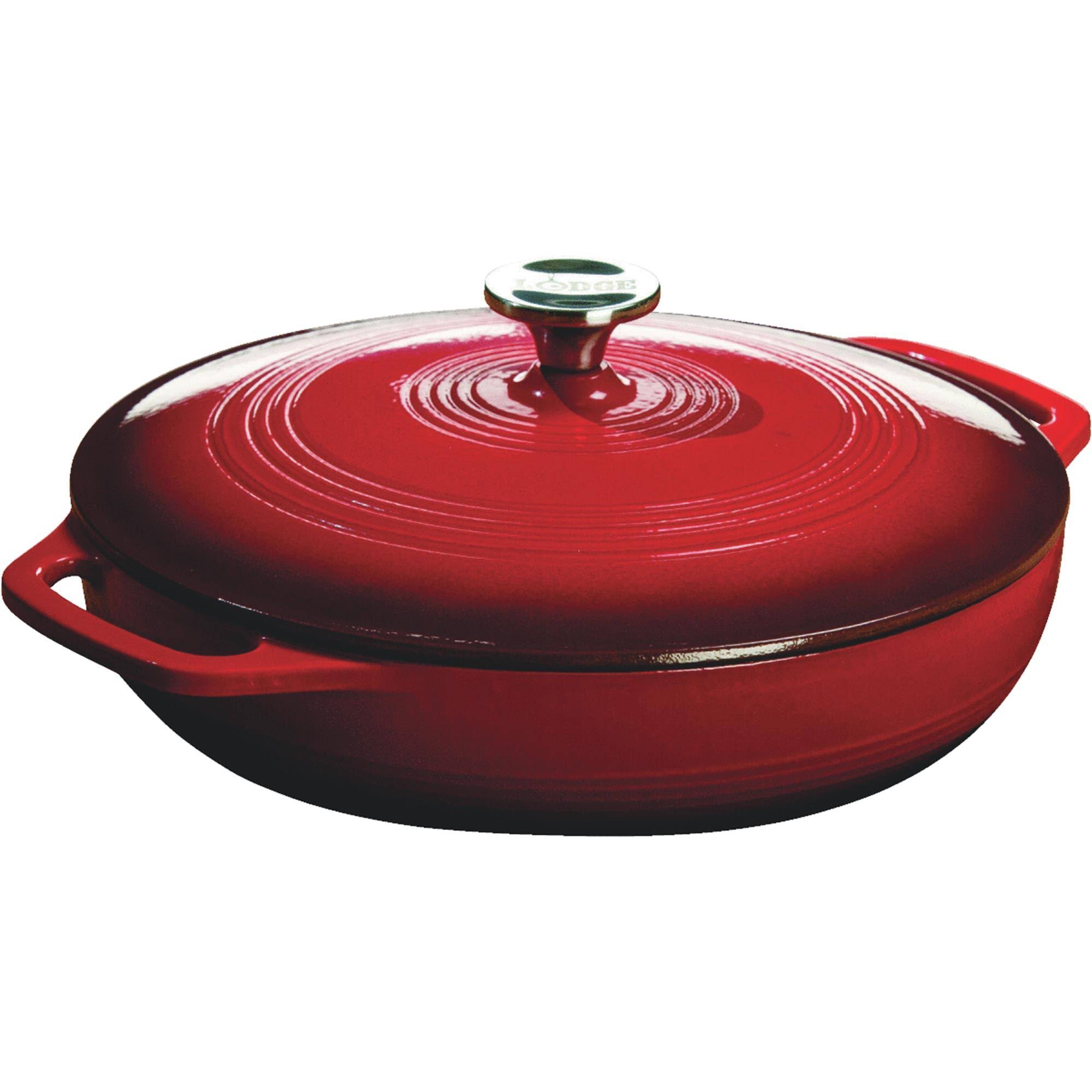Lodge Cast Iron Casserole Dish 3.6 qt, Red