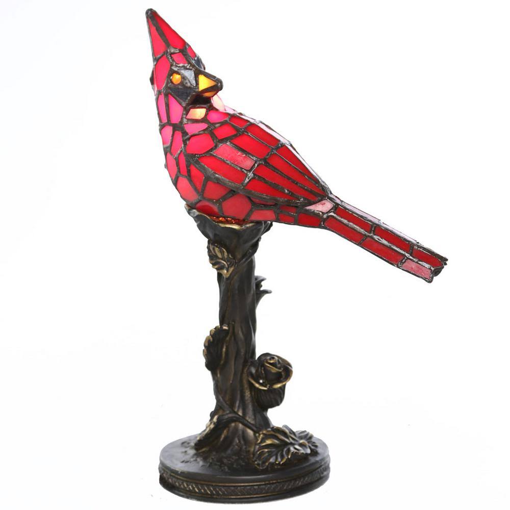 River of Goods 13.5x22 Tall Stained Glass Cardinal Accent Lamp, Red