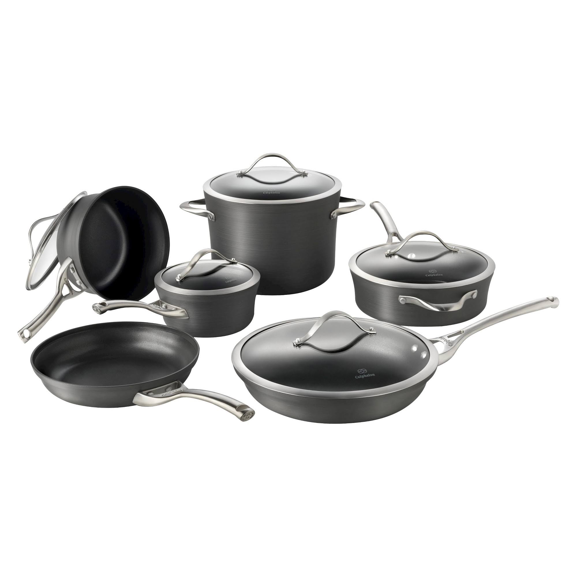 Calphalon Contemporary Nonstick 11-Piece Cookware Set, Black