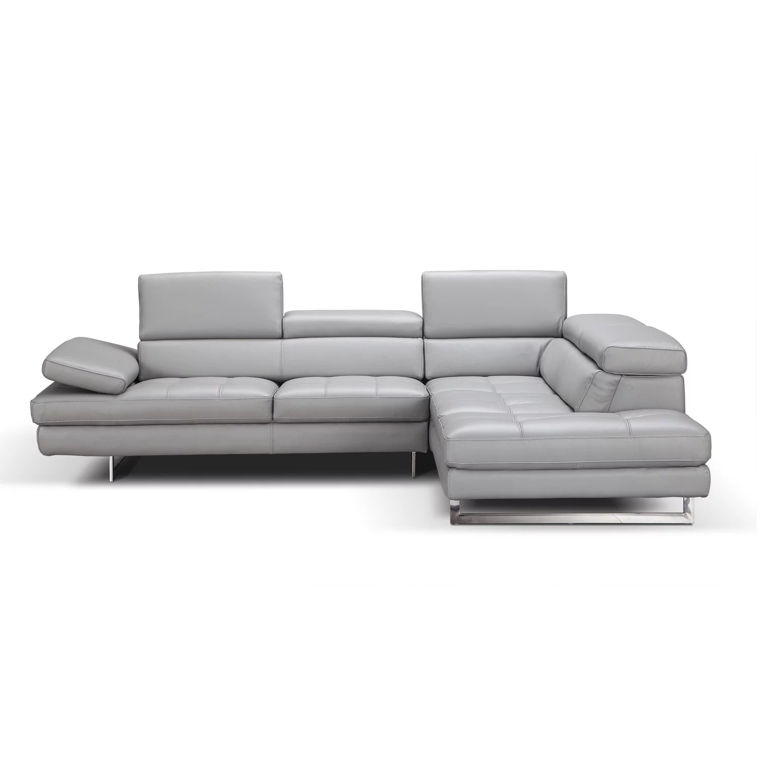 J&M Furniture A761 Italian Leather Sectional Light Grey In Right Hand Facing