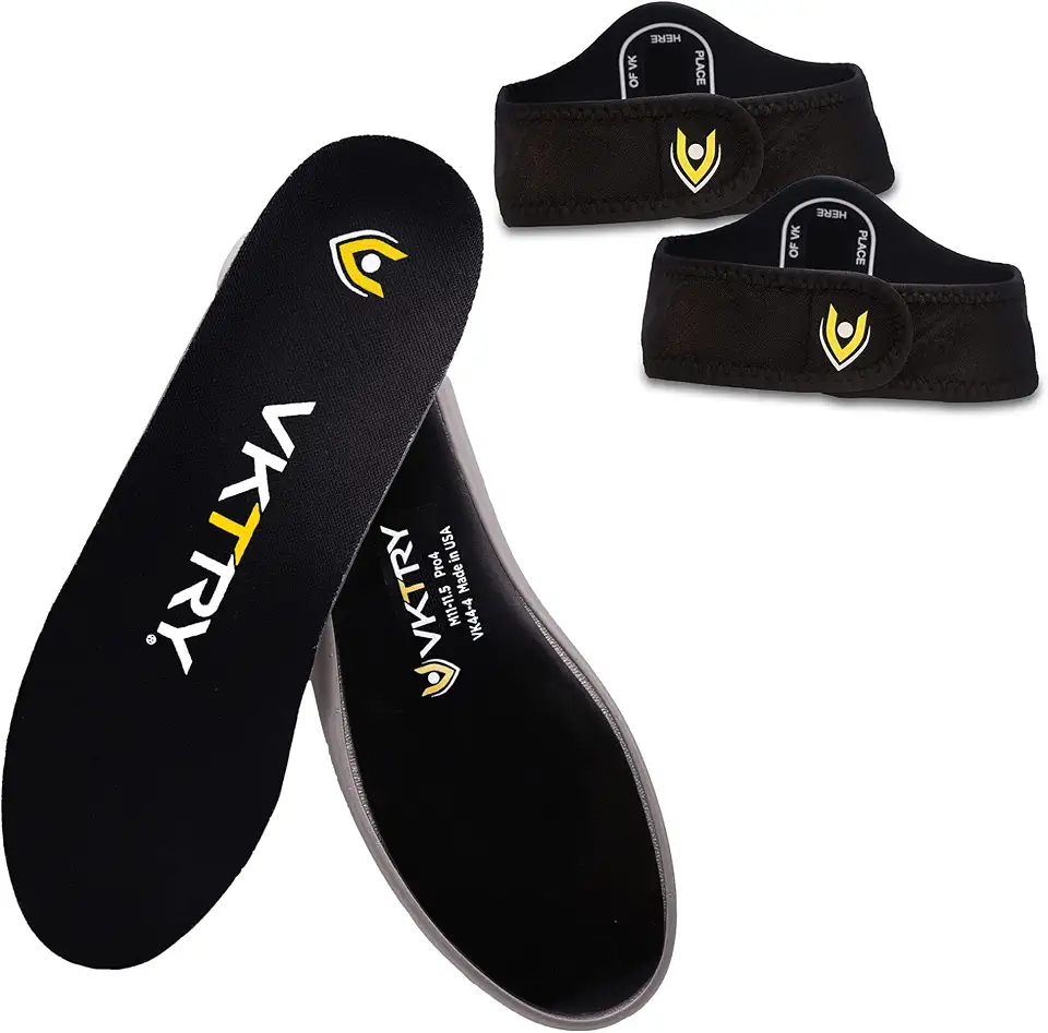 VKTRY Performance Insoles - Silver VKs- Carbon Fiber Shock Absorbing Sport Shoe Insoles for Amateur Running, Basketball, Athletics US: Men 9-9.5