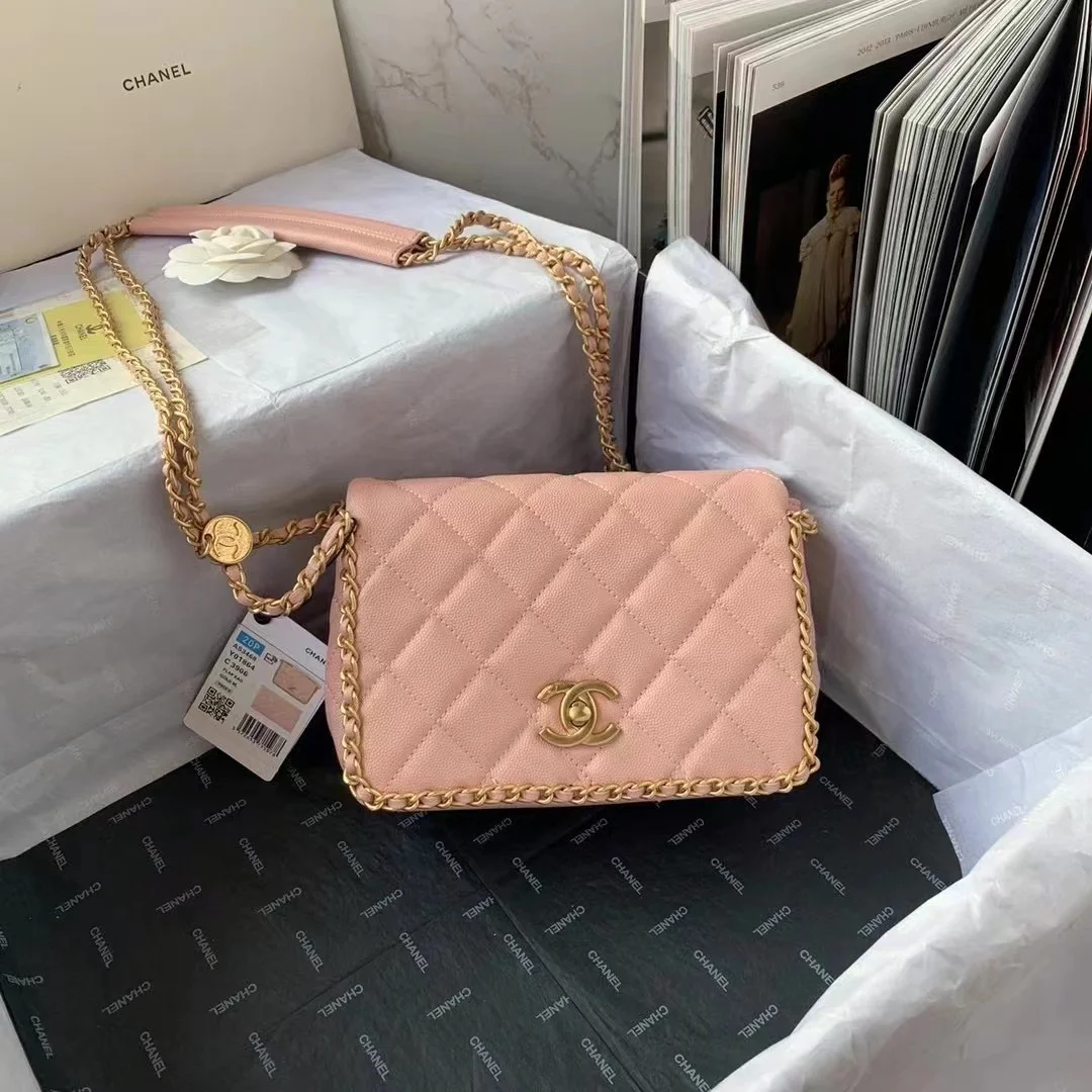 Chanel Flapbag With Chain Light Pink For Women, Women&rsquo;s Bags 8.3in/21cm
