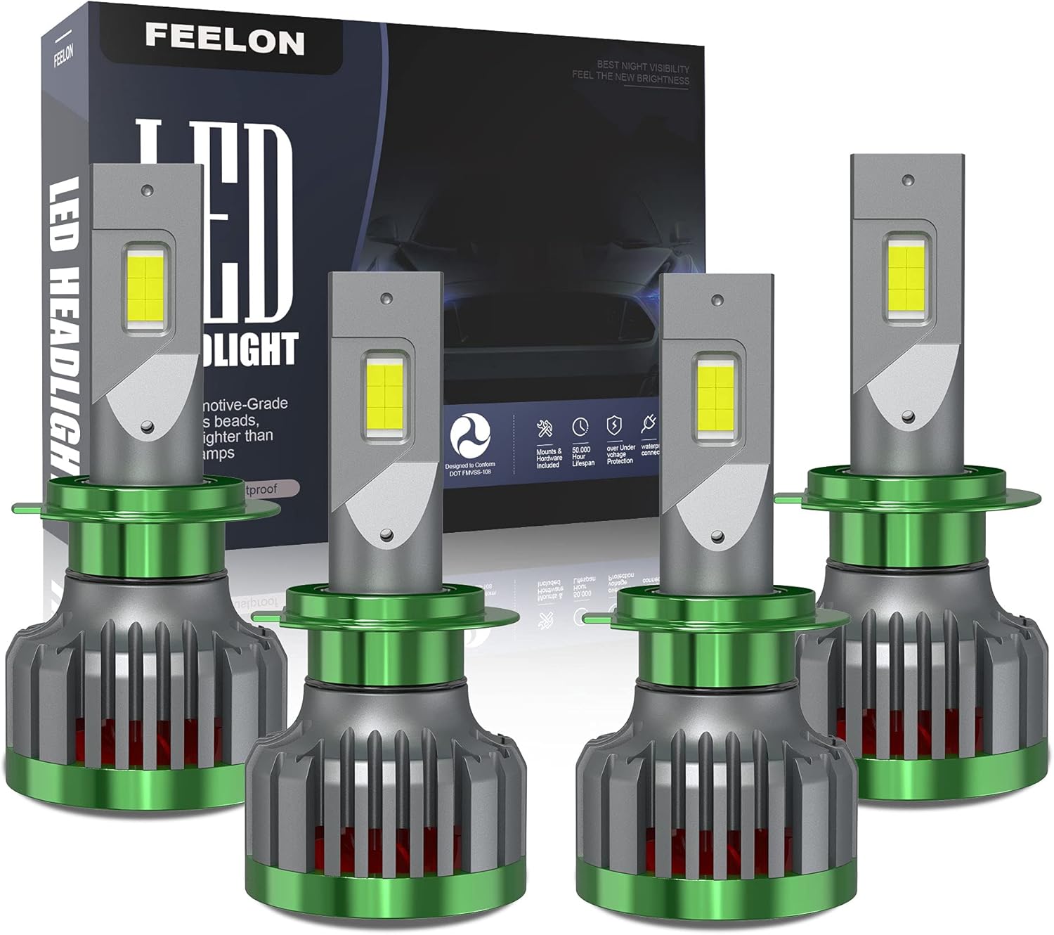 ASLONG 240W 28800LM H7+H7 LED Headlight Bulbs Combo Package
