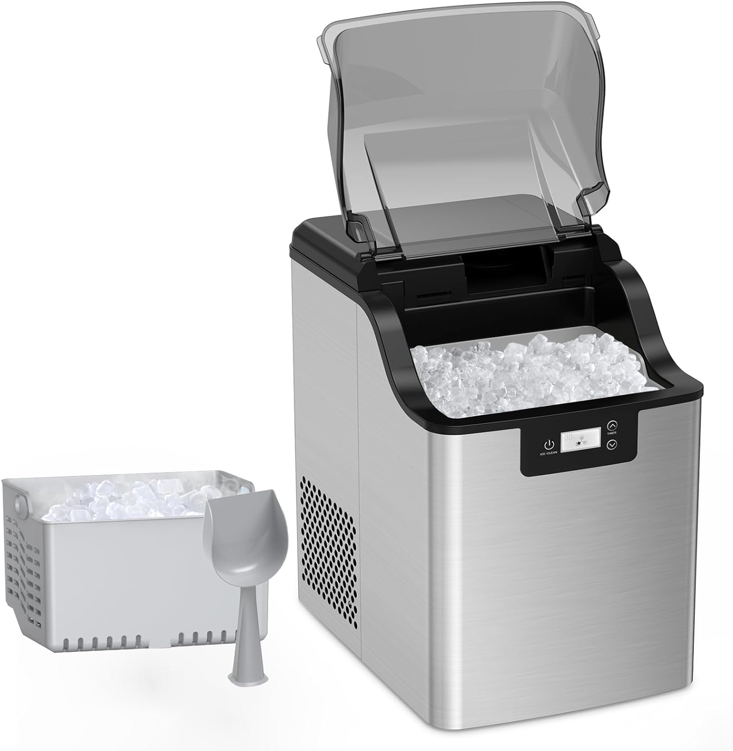 Nugget Ice Makers Countertop, Portable Countertop Ice Maker Machine Self Cleaning with Pellet Soft Chewable Ice