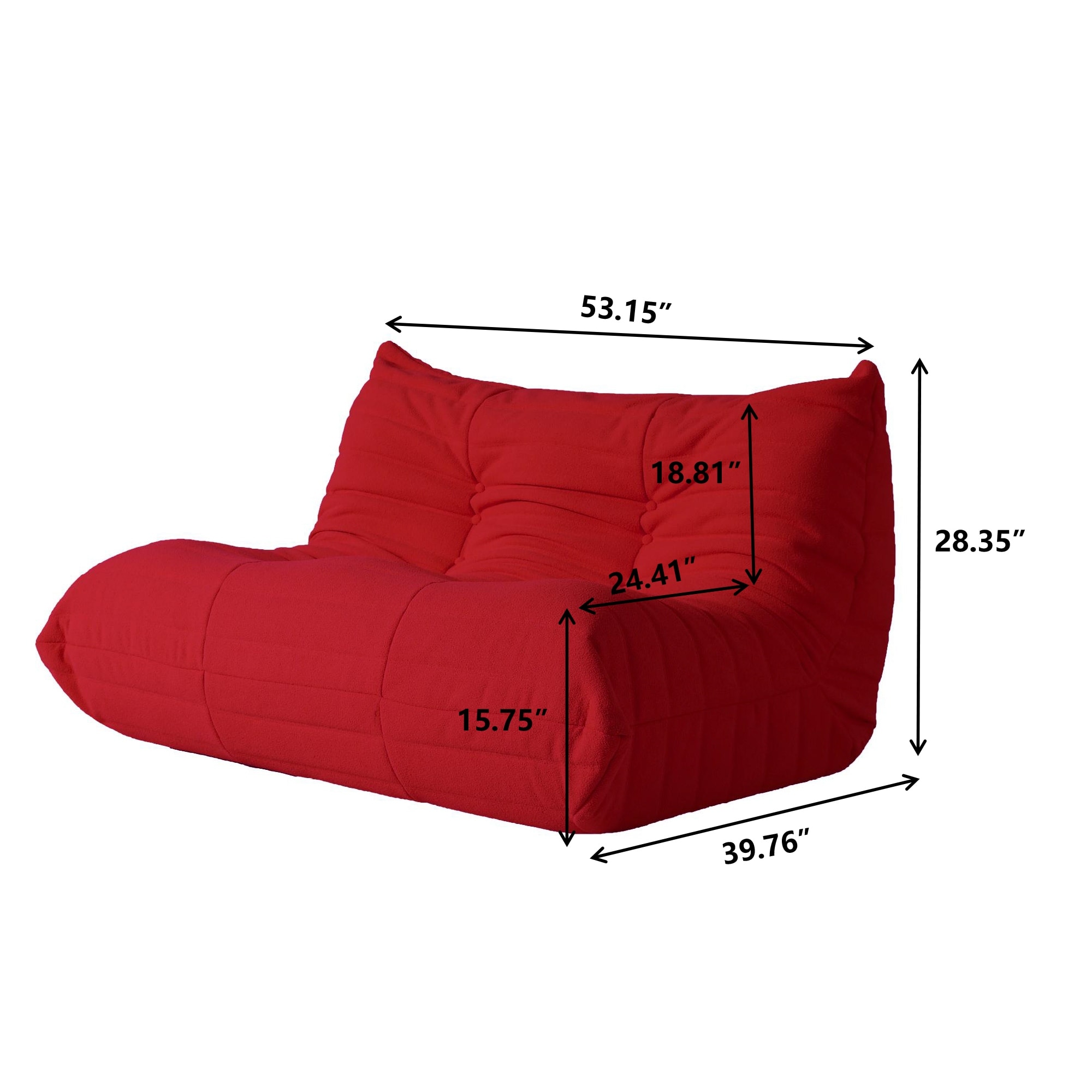 Sponge Lazy Sofa Set Teddy Fabric Couches Red