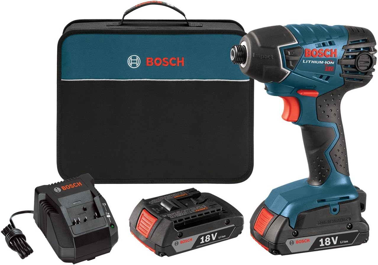 Bosch 25618-02 18-Volt Lithium-Ion 1/4-Hex Impact Driver Kit with 2 Batteries, Charger and Bag