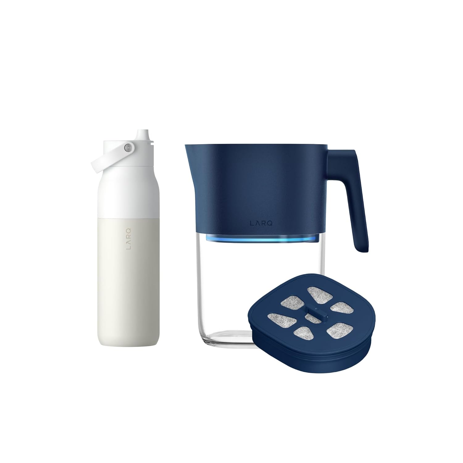 Hydrated Cheer Gift Set - LARQ Pitcher PureVis 1.9L, Self-Cleaning UV Water Filter Pitcher for Tap and Drinking Water + Swig Top 34oz