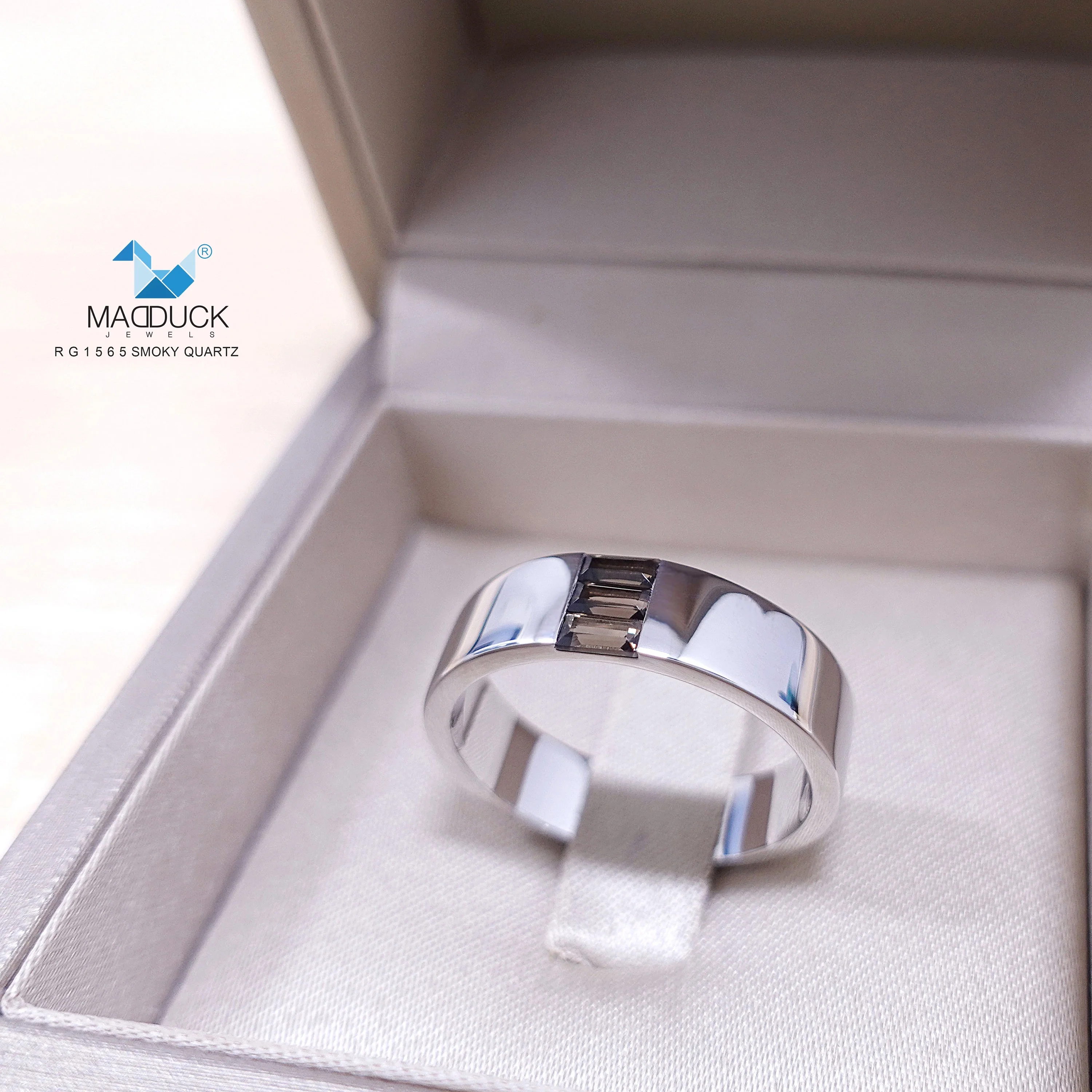 Smoky Quartz / Natural GemStones / Sterling Silver 925 Ring / Rhodium plated / Nickel-Free / MadDuckJewels RG1565sm / Thailand Jewelry