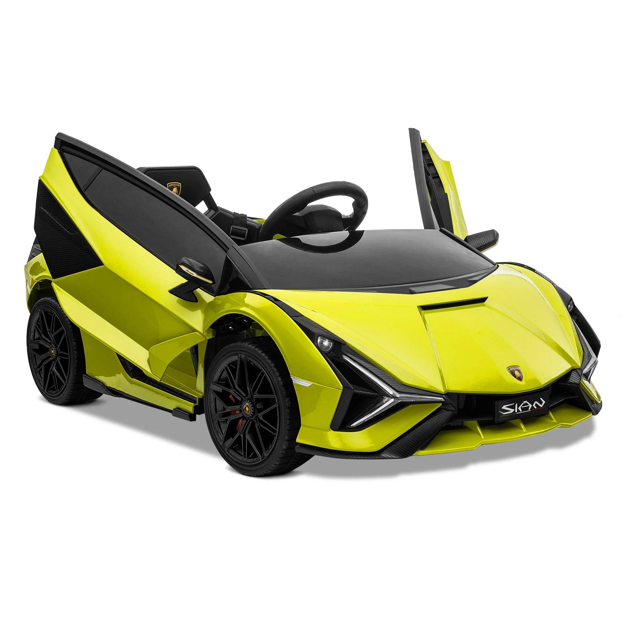 Kidzone Kids 12V Electric Ride on Licensed Lamborghini Sian Roadster Motorized Sport Vehicle with 2 Speed, Remote Control, Wheel