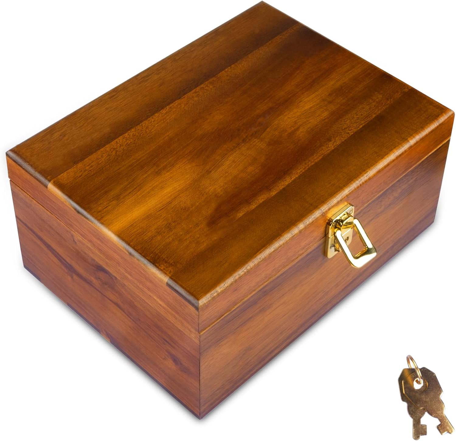 Wood Box Large Keepsake Boxes with Hinged Lids Solid Wooden Storage Boxes with Lock Big Sturdy Treasure Chest Decorative Stash Memory Gift Box for