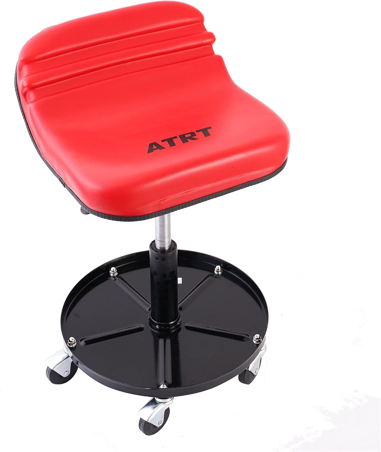 ATRT 300-LB Capacity Pneumatic Mechanic Roller Seat, Adjustable Rolling Stool, with 2.5-inch Heavy Duty Casters and Tool Tray, Orange