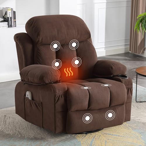 Massage Recliner Chair, Swivel and Rocking Recliner with Heat and Vibration
