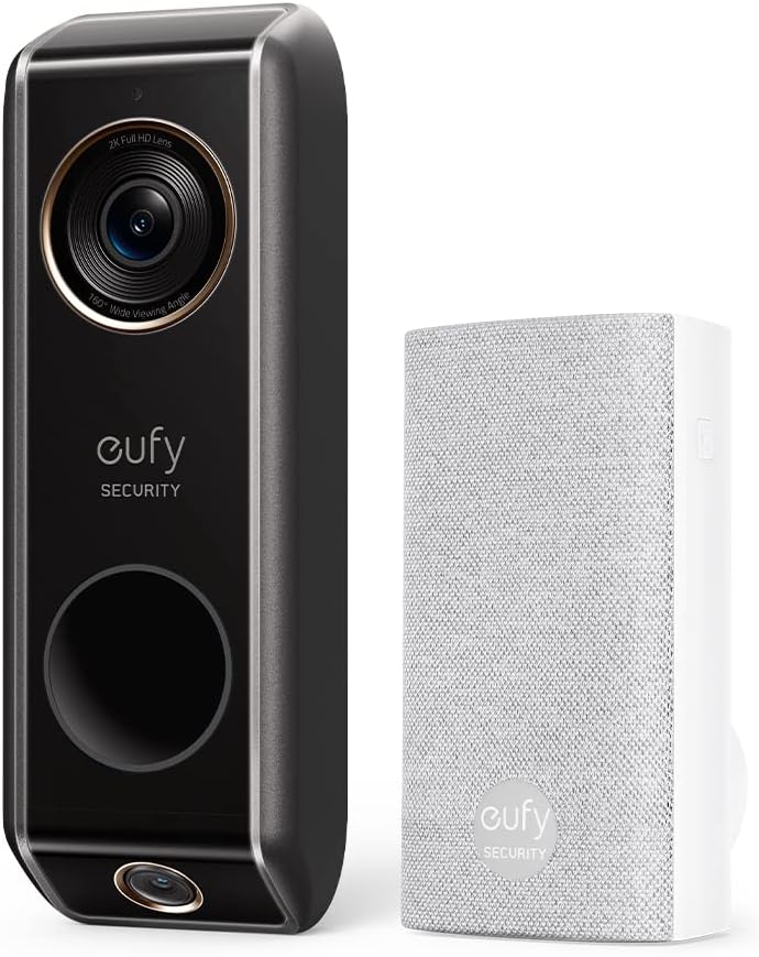eufy Security Video Doorbell Dual Camera (Wired) with Chime, Dual Cam Technology, Delivery Guard�? 2K with HDR, No Monthly Fee, Video Preview