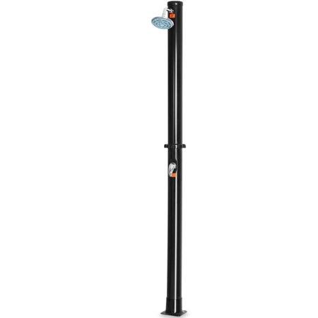 Gymax 7.2 ft Solar Heated Shower Spa Poolside Beach Hot/Cold Base 5.5 Gallon Outdoor, Black GYM02354