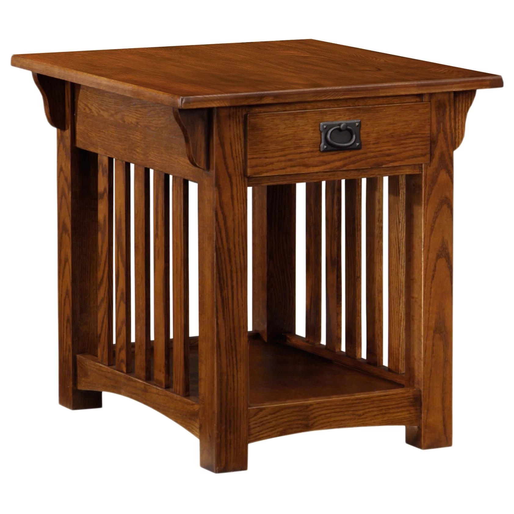 Leick Home 8207 Mission Impeccable End Table with Drawer, Made with Solid Wood, Side Table for Living Room, Bedroom, Medium Oak Finish