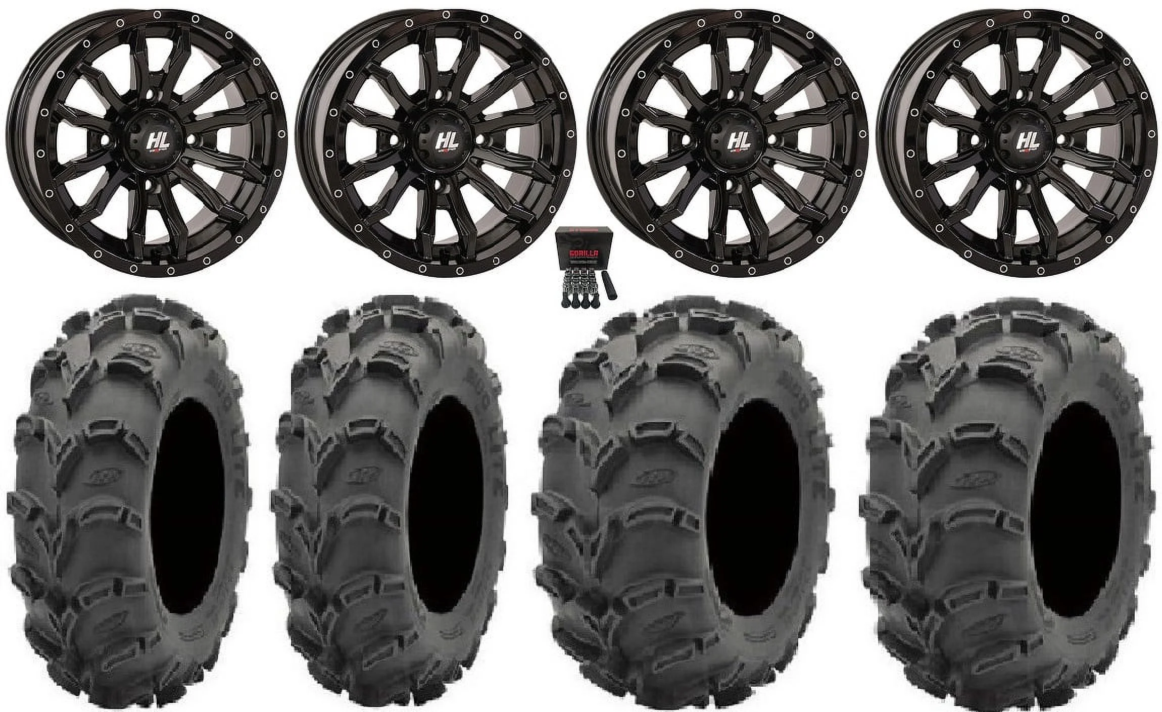 High Lifter HL21 14" Wheels Black 27" Mud Lite XL Tires Can-Am Maverick X3 / Honda Pioneer 1000 / Talon - Curated Treasures Market