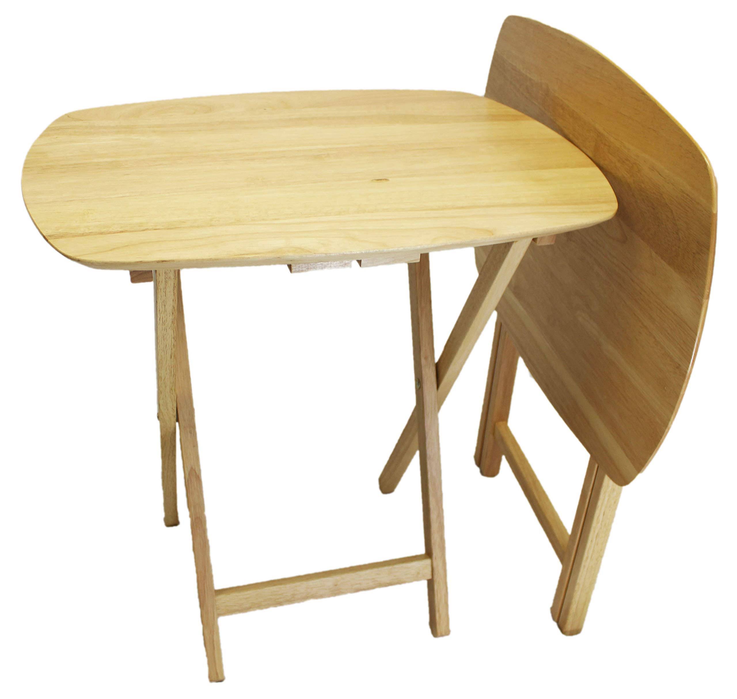 Ehemco Oversized Folding TV Tray TV Table - Set of 2, Hard Wood