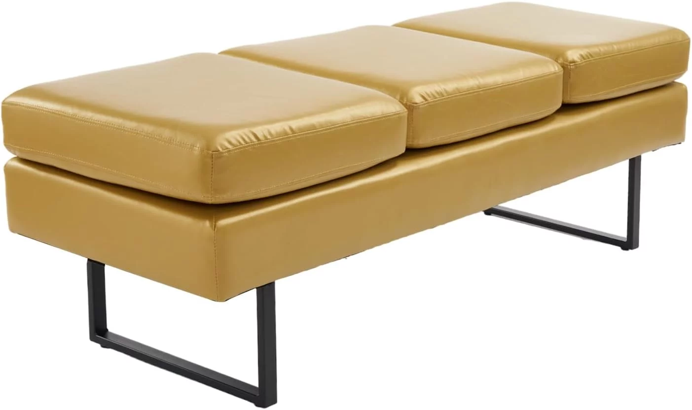 OmySalon Waiting Room Bench Seating, Salon Reception Chairs 3 Seats Upholstered, 59.5''Heavy Duty Guest Lobby Chairs, Faux Leather Settee