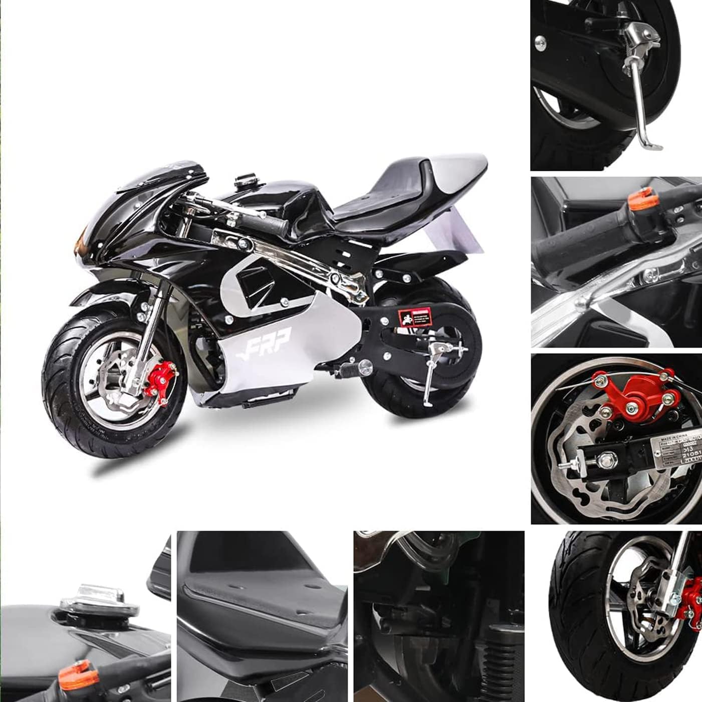 FRP Mini Gas Pocket Bike 02 On 40cc 4 Stroke, Support Up to 165 lbs, EPA Approved, Perfect Mini Pocket Bike for Kids