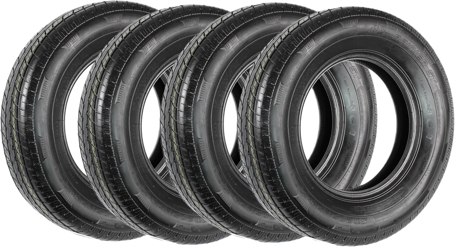 Rainier 4-Pack ST205/75R15 Steel Belted Radial Trailer Tire Load Range C 1820# 205/75 R 15 Tire - 6 Year Warranty w/Free Roadside