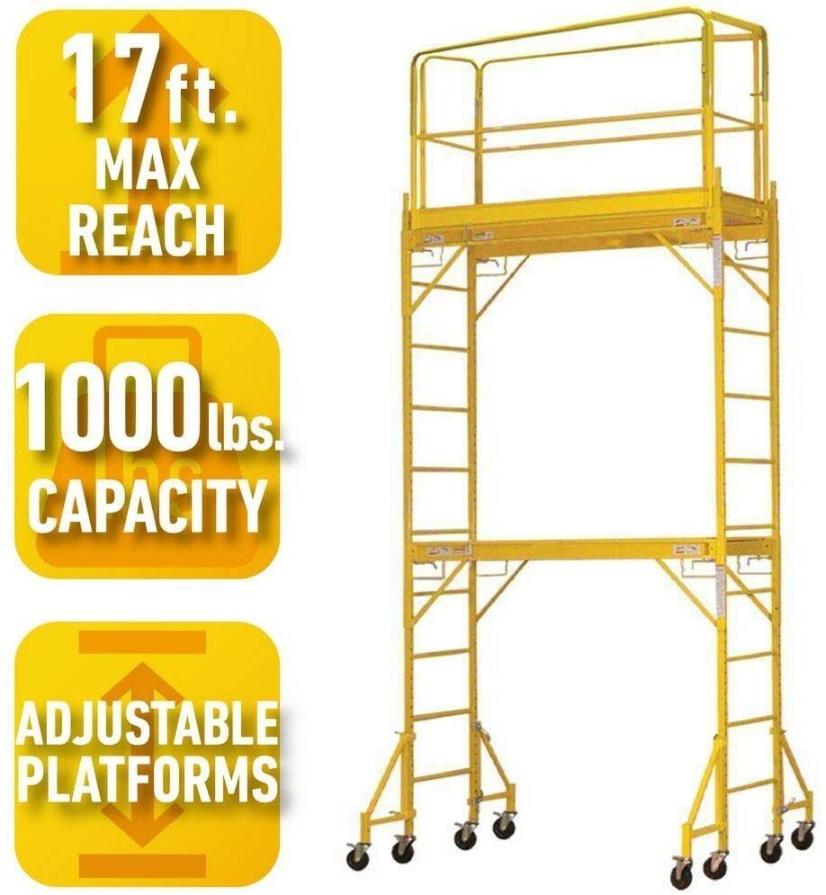 Pro-Series 2-Story Rolling Scaffold Tower with 1000 lb. Load Capacity