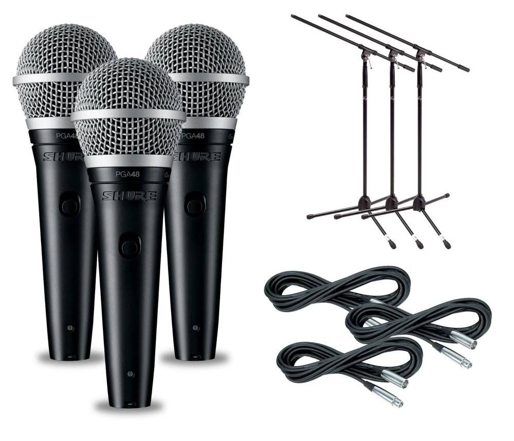 Shure PGA48 3-Pack Mic and Stand Kit - Megean
