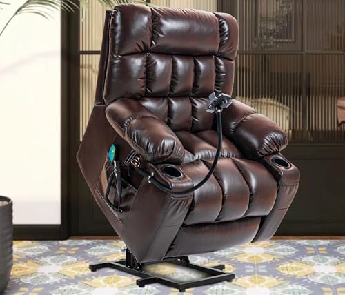 Dual Motor Massage and Heat Power Lift Recliner Chair for Elderly with Cupholder, Wireless Charging