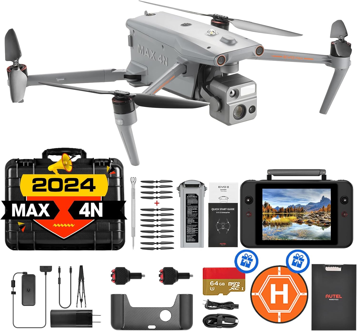 Autel Robotics EVO MAX 4N Drone, Starlight Night-Vision/Wide/Thermal/L~aser 4 Cameras in One UAV, A-Mesh 1.0, 720° Obstacle Avoidance