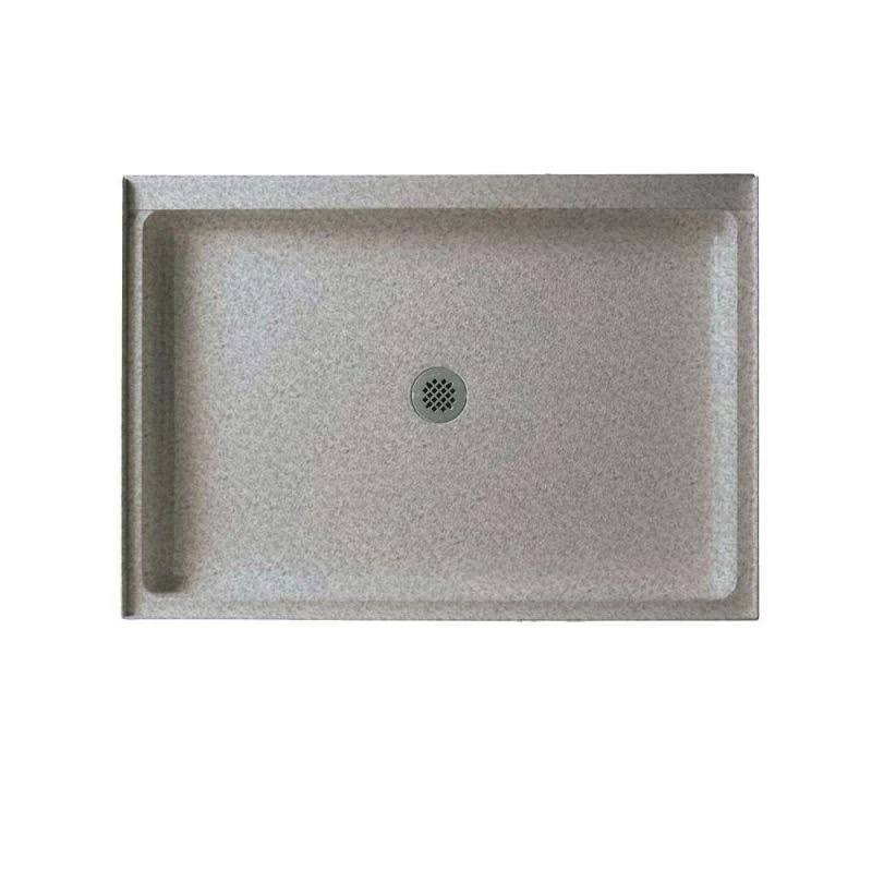 Swanstone SF03448MD.042 Solid Surface Center Drain Shower Base, 48-in L x 34-in H x 5.5-in H, Gray Granite