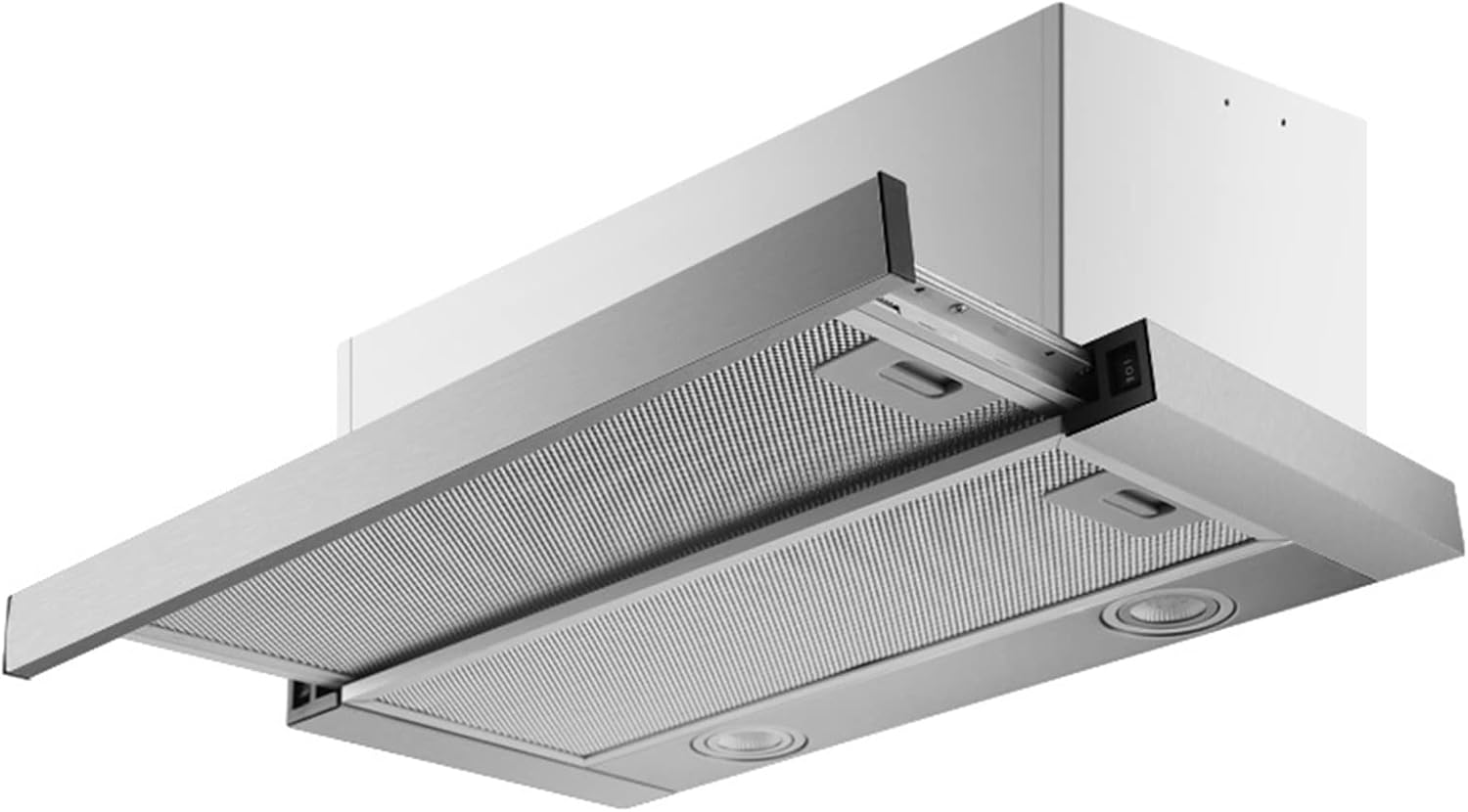 Kitchen Cooker Hood, Stainless Steel Extractor Hood, 600mm Built-in Extractor Fan with LED Light, Top Vented Range Hood, Hidden Pull-out Range Hood