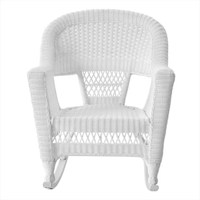 Jeco W00206R-B-2 White Rocker Wicker Chair - Set 2 - Radiant Selections