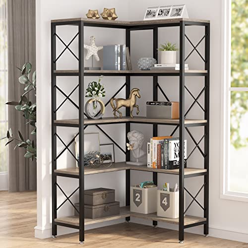Tribesigns 5-Shelf Corner Bookshelf, Large Modern Corner Bookcase