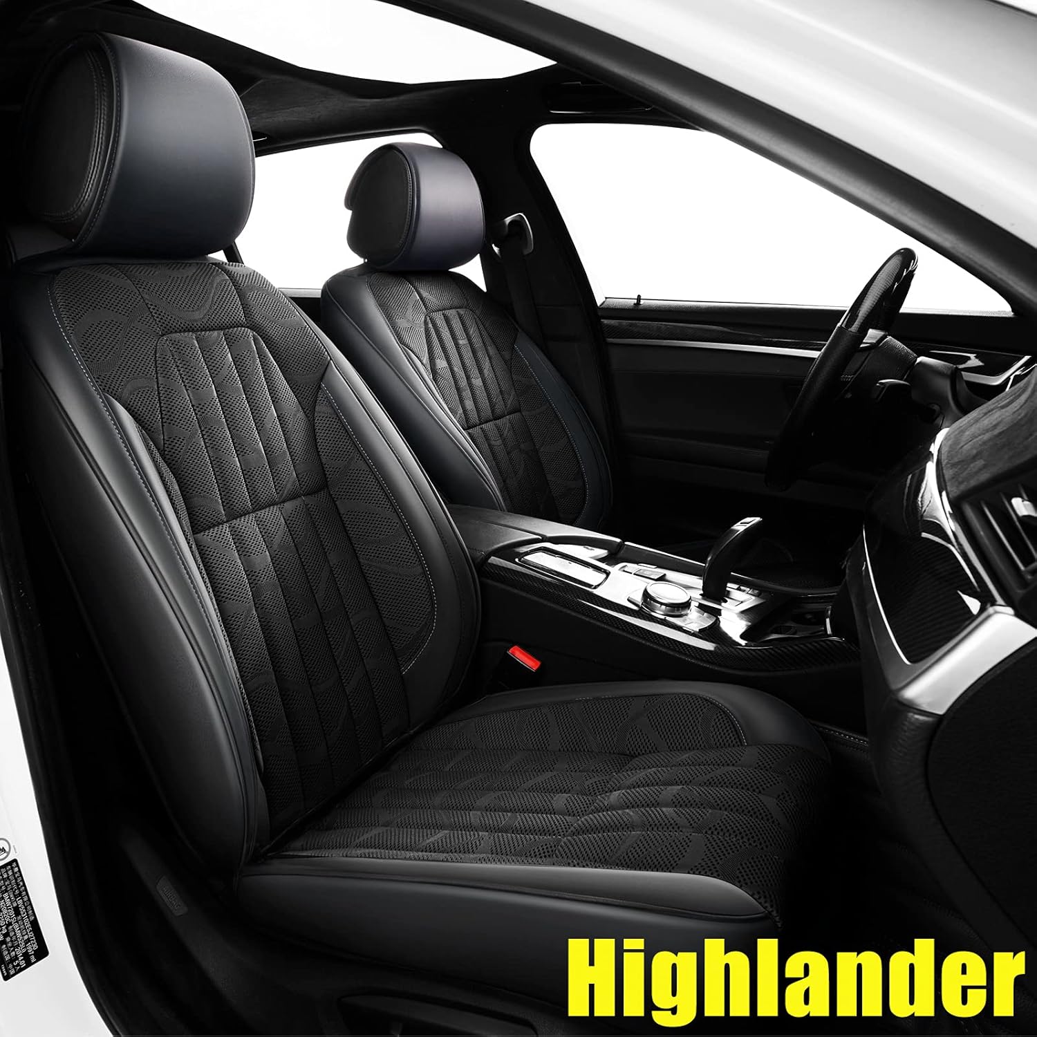 AOMSAZTO Custom Fit for Toyota Highlander 2015-2019 Faux Leather Car Seat Covers Full Set Compatible Airbag Highlander Seat Protector (Excluding 2nd