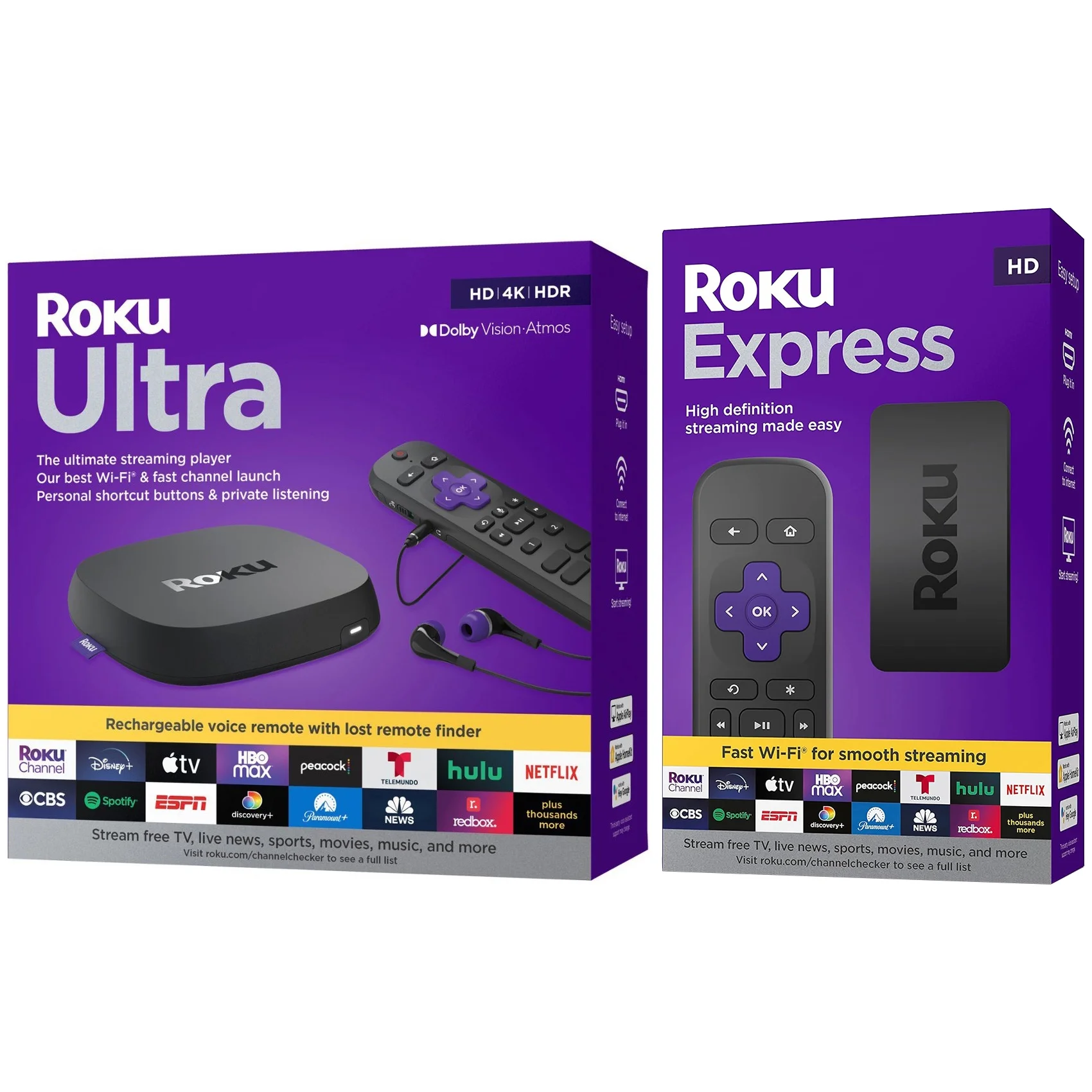 Roku Ultra 4K/HDR/Dolby Vision Streaming Device with Voice Remote Pro and Roku Express HD Bundle - Radiant Selections