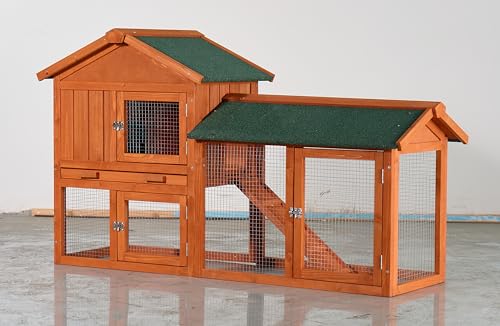 122" Large Chicken Coop with Run,Outdoor Chicken Run W/Nesting Box & Perch,Wooden Hen House W/Ramp & Sliding Trays