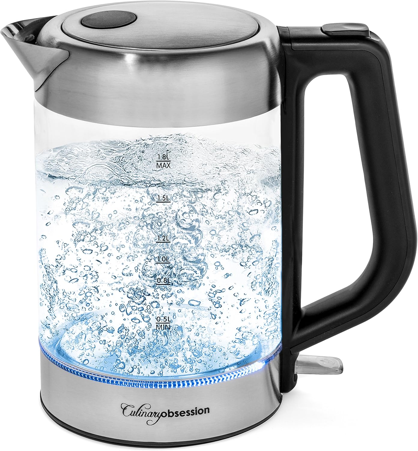 Glass Electric Kettle | BPA Free with Borosilicate Glass & Stainless Steel - 1.8 Liter Rapid Boil Cordless Teapot with Automatic Shut Off